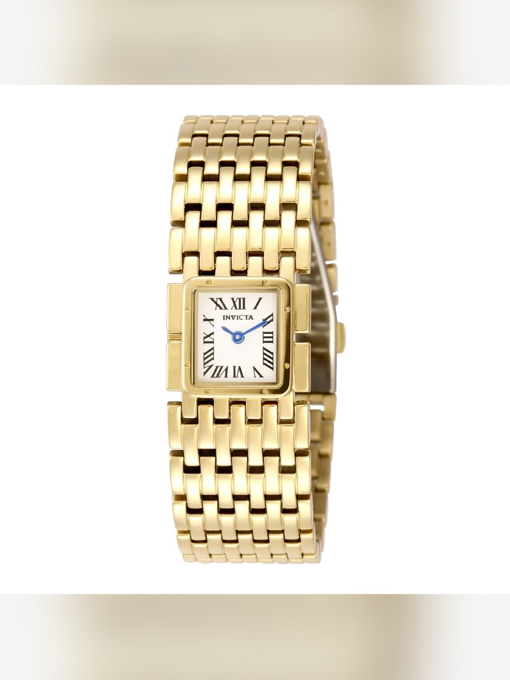 Invicta Women's Gold Bracelet Watch with White Dial and Blue Hands